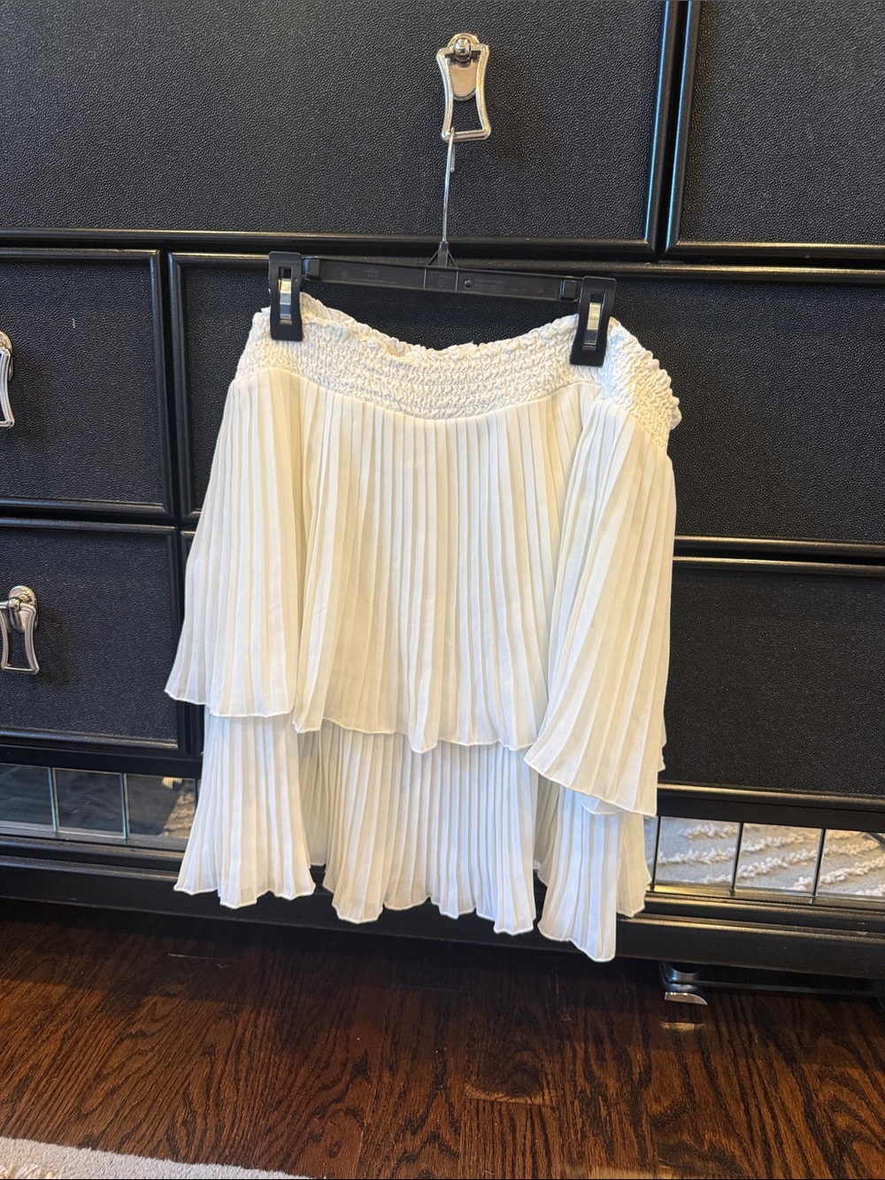 Zara off the shoulder Pleated Tiered top with Smocked trim   Worn once